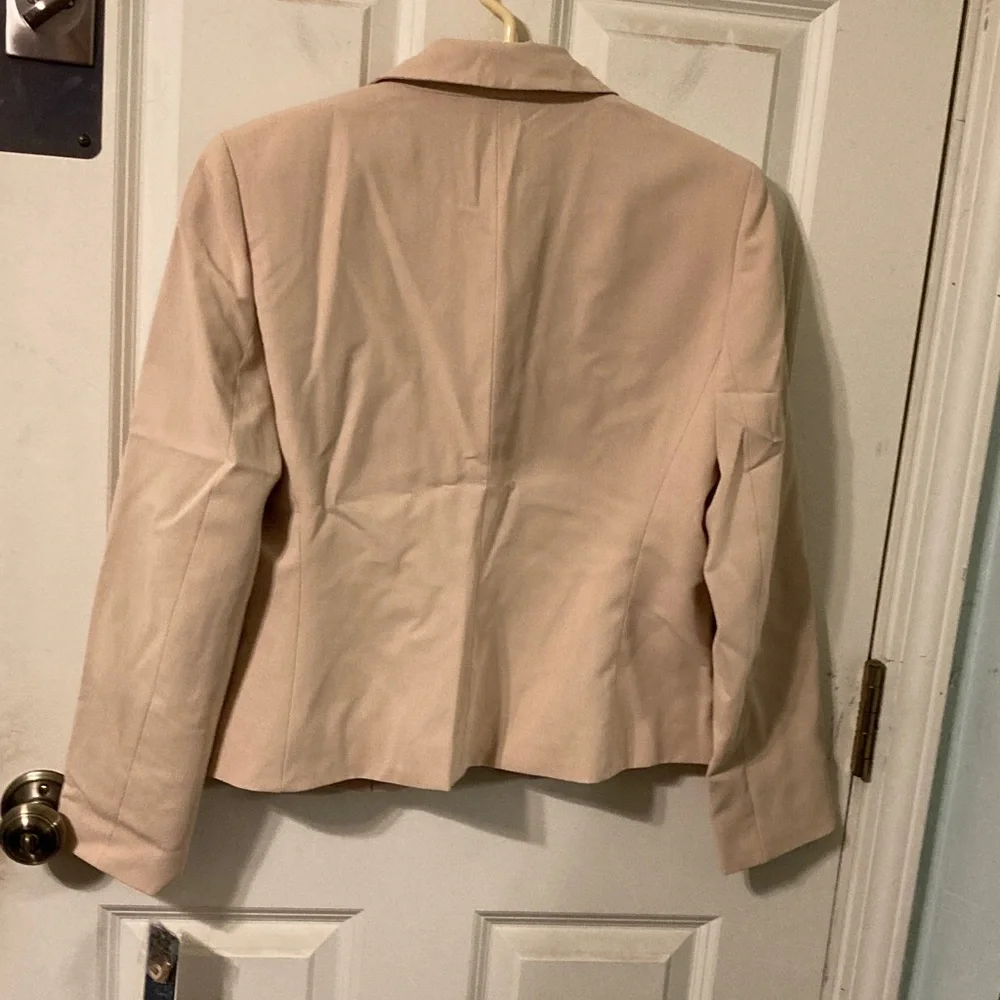 Pant Suit Anne Klein Beige Blazer Suit Jacket & Wide Leg Dress Pants 10 Petite - Picture 5 of 14